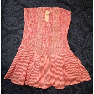 Celadine Anthropologie womens small pink romper candy stripe smocked